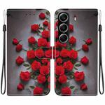 For Tecno Camon 40 Crystal Texture Colored Drawing Leather Phone Case(Red Roses)