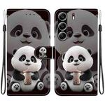 For Tecno Camon 40 Pro Crystal Texture Colored Drawing Leather Phone Case(Milk Tea Bear)