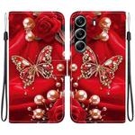 For Tecno Camon 40 Pro Crystal Texture Colored Drawing Leather Phone Case(Pearl Butterfly Rose)