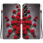 For Tecno Camon 40 Pro Crystal Texture Colored Drawing Leather Phone Case(Red Roses)