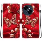 For Tecno Pop 9 4G / Spark Go 1 Crystal Texture Colored Drawing Leather Phone Case(Pearl Butterfly Rose)