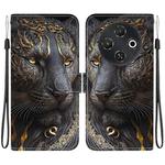 For Tecno Pop 9 5G / Spark 30C 5G Crystal Texture Colored Drawing Leather Phone Case(Black Gold Lion)