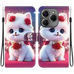 For Tecno Spark 20 Pro 4G Crystal Texture Colored Drawing Leather Phone Case(Rose Cat)