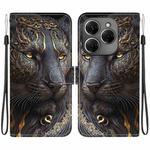 For Tecno Spark 20 Pro 4G Crystal Texture Colored Drawing Leather Phone Case(Black Gold Lion)