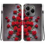 For Tecno Spark 20 Pro 4G Crystal Texture Colored Drawing Leather Phone Case(Red Roses)