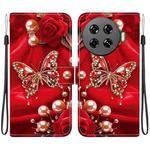 For Tecno Spark 20 Pro+ Crystal Texture Colored Drawing Leather Phone Case(Pearl Butterfly Rose)