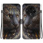 For Tecno Spark 30 4G Crystal Texture Colored Drawing Leather Phone Case(Black Gold Lion)