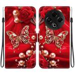 For Tecno Spark 30 4G Crystal Texture Colored Drawing Leather Phone Case(Pearl Butterfly Rose)