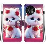 For Tecno Spark 30 Pro Crystal Texture Colored Drawing Leather Phone Case(Rose Cat)