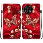 For Tecno Spark 30 Pro Crystal Texture Colored Drawing Leather Phone Case(Pearl Butterfly Rose)