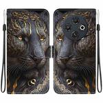 For Tecno Spark 30C 4G Crystal Texture Colored Drawing Leather Phone Case(Black Gold Lion)