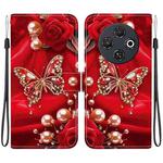 For Tecno Spark 30C 4G Crystal Texture Colored Drawing Leather Phone Case(Pearl Butterfly Rose)