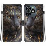 For Tecno Spark Go 2024 / Spark 20 / Spark 20C Crystal Texture Colored Drawing Leather Phone Case(Black Gold Lion)