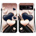 For Google Pixel 7 Crystal Texture Colored Drawing Leather Phone Case(Love Heart)