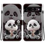 For Google Pixel 7 Crystal Texture Colored Drawing Leather Phone Case(Milk Tea Bear)