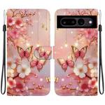 For Google Pixel 7 Crystal Texture Colored Drawing Leather Phone Case(Lantern Butterflies)