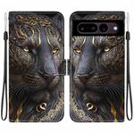 For Google Pixel 7 Crystal Texture Colored Drawing Leather Phone Case(Black Gold Lion)