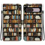 For Google Pixel 7 Pro Crystal Texture Colored Drawing Leather Phone Case(Bookshelf)
