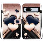 For Google Pixel 7a Crystal Texture Colored Drawing Leather Phone Case(Love Heart)