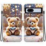 For Google Pixel 7a Crystal Texture Colored Drawing Leather Phone Case(Diamond Bear)