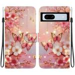 For Google Pixel 7a Crystal Texture Colored Drawing Leather Phone Case(Lantern Butterflies)