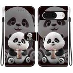 For Google Pixel 8 Crystal Texture Colored Drawing Leather Phone Case(Milk Tea Bear)