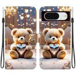 For Google Pixel 8 Crystal Texture Colored Drawing Leather Phone Case(Diamond Bear)