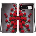 For Google Pixel 8 Crystal Texture Colored Drawing Leather Phone Case(Red Roses)