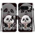 For Google Pixel 8 Pro Crystal Texture Colored Drawing Leather Phone Case(Milk Tea Bear)