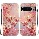 For Google Pixel 8 Pro Crystal Texture Colored Drawing Leather Phone Case(Lantern Butterflies)