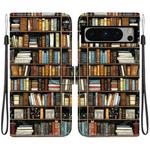 For Google Pixel 8 Pro Crystal Texture Colored Drawing Leather Phone Case(Bookshelf)
