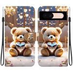 For Google Pixel 8a Crystal Texture Colored Drawing Leather Phone Case(Diamond Bear)
