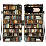 For Google Pixel 8a Crystal Texture Colored Drawing Leather Phone Case(Bookshelf)