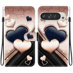 For Google Pixel 9 Pro XL Crystal Texture Colored Drawing Leather Phone Case(Love Heart)