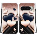 For Google Pixel 9 / Pixel 9 Pro Crystal Texture Colored Drawing Leather Phone Case(Love Heart)