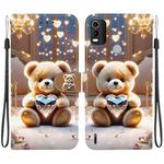 For Nokia C21 Plus Crystal Texture Colored Drawing Leather Phone Case(Diamond Bear)