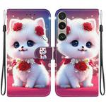 For Sony Xperia 1 VI Crystal Texture Colored Drawing Leather Phone Case(Rose Cat)