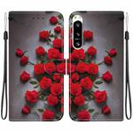 For Sony Xperia 5 VI Crystal Texture Colored Drawing Leather Phone Case(Red Roses)