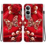 For OnePlus Nord CE4 Crystal Texture Colored Drawing Leather Phone Case(Pearl Butterfly Rose)