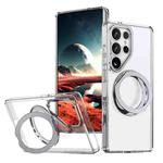 For Samsung Galaxy S25 Ultra 5G kalebol MagSafe Metal Ring Holder Phone Case(Transparent)