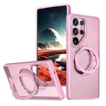 For Samsung Galaxy S25 Ultra 5G kalebol MagSafe Metal Ring Holder Phone Case(Pink)