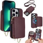 For iPhone 13 Pro AwQuer 2 in 1 Crossbody Wallet Leather Back Phone Case(Wine Red)