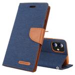 For iPhone 12 mini GOOSPERY CANVAS DIARY Cross Texture Horizontal Flip Leather Case with Card Slots & Wallet & Holder(Navy Blue)