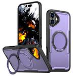 For iPhone 16 Plus kalebol Metal 360 Degree Rotation Holder MagSafe Phone Case(Purple)