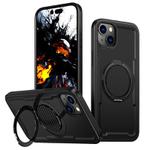 For iPhone 15 Plus kalebol Metal 360 Degree Rotation Holder MagSafe Phone Case(Black)