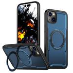 For iPhone 15 kalebol Metal 360 Degree Rotation Holder MagSafe Phone Case(Navy Blue)