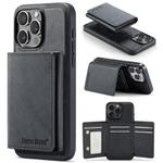 For iPhone 16 Pro Max Fierre Shann 2 in 1 Holder RFID Card Slot Wallet MagSafe Phone Case(Black)