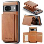 For Google Pixel 8 Fierre Shann 2 in 1 Holder RFID Card Slot Wallet MagSafe Phone Case(Dark Brown)