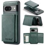 For Google Pixel 8a Fierre Shann 2 in 1 Holder RFID Card Slot Wallet MagSafe Phone Case(Green)