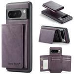 For Google Pixel 8 Pro Fierre Shann 2 in 1 Holder RFID Card Slot Wallet MagSafe Phone Case(Purple)